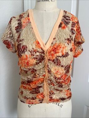 Free People V-neck Sheer Lace Rusched Crop Top boho western cowgirl fall vibes